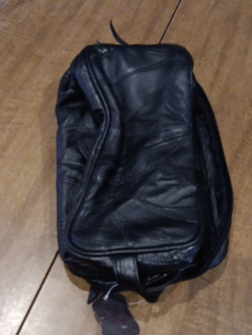 Men's Black Leather Travel Toiletry Bag - Classic Carry Case